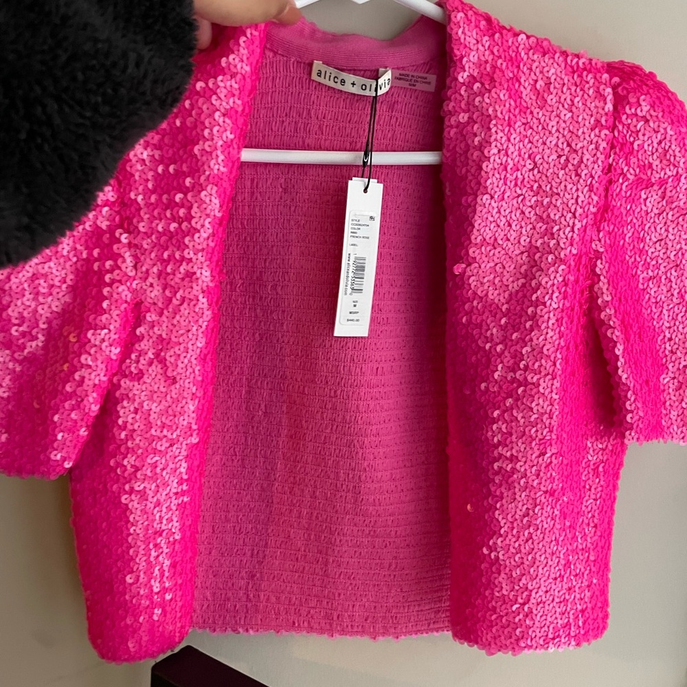 Alice + Olivia ‘Sherryl Sequin Jacket’ in French Rose size medium - Picture 5 of 7